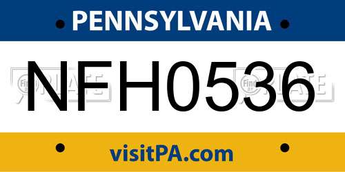 NFH0536 Pennsylvania License Plate