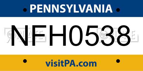 NFH0538 Pennsylvania License Plate