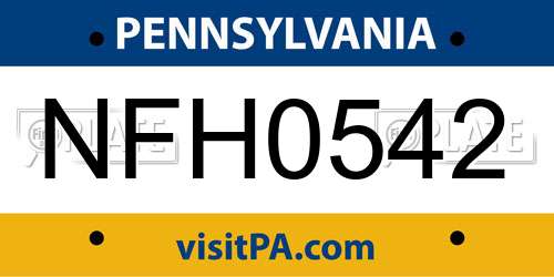 NFH0542 Pennsylvania License Plate
