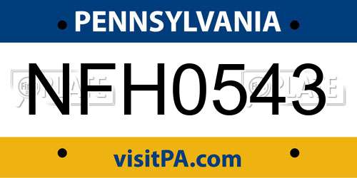 NFH0543 Pennsylvania License Plate