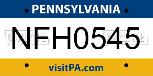 NFH0545 Pennsylvania License Plate