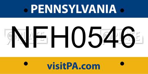 NFH0546 Pennsylvania License Plate