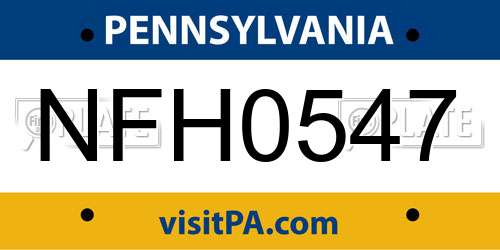 NFH0547 Pennsylvania License Plate