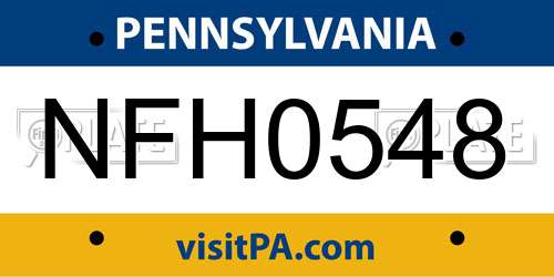 NFH0548 Pennsylvania License Plate