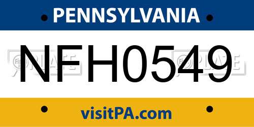 NFH0549 Pennsylvania License Plate