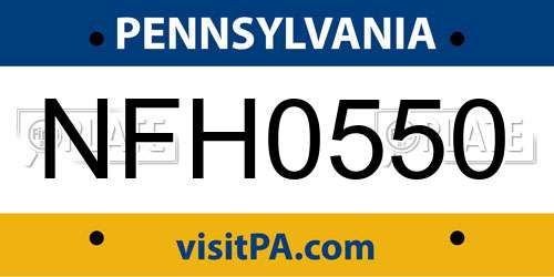 NFH0550 Pennsylvania License Plate