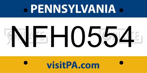 NFH0554 Pennsylvania License Plate