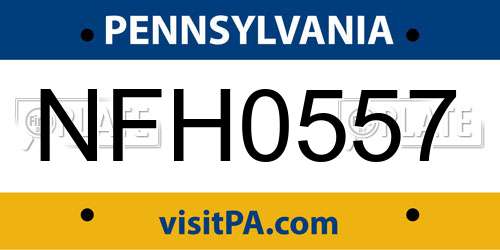 NFH0557 Pennsylvania License Plate
