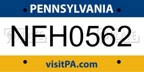 NFH0562 Pennsylvania License Plate