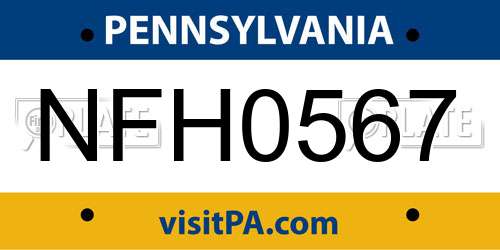 NFH0567 Pennsylvania License Plate