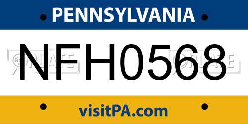 NFH0568 Pennsylvania License Plate