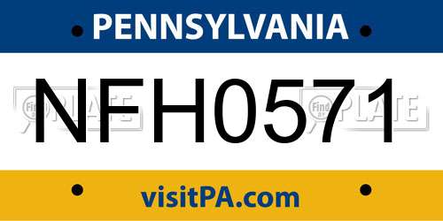 NFH0571 Pennsylvania License Plate