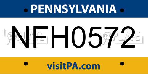 NFH0572 Pennsylvania License Plate