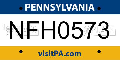 NFH0573 Pennsylvania License Plate