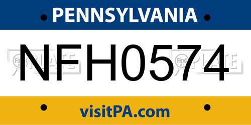NFH0574 Pennsylvania License Plate