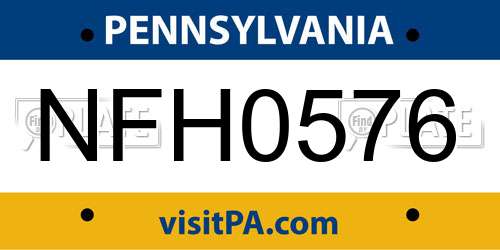 NFH0576 Pennsylvania License Plate
