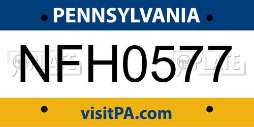 NFH0577 Pennsylvania License Plate