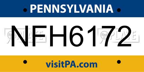 NFH6172 Pennsylvania License Plate