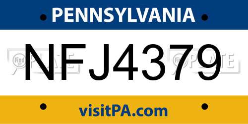 NFJ4379 Pennsylvania License Plate