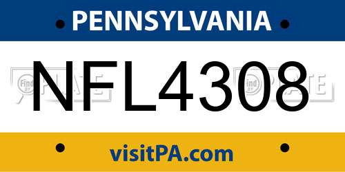 NFL4308 Pennsylvania License Plate