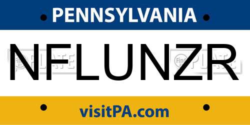 NFLUNZR Pennsylvania License Plate