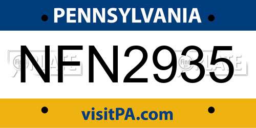 NFN2935 Pennsylvania License Plate
