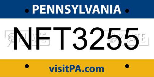 NFT3255 Pennsylvania License Plate