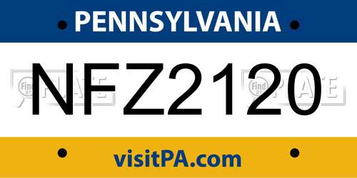 NFZ2120 Pennsylvania License Plate