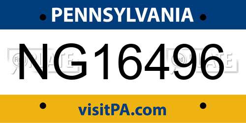 NG16496 Pennsylvania License Plate