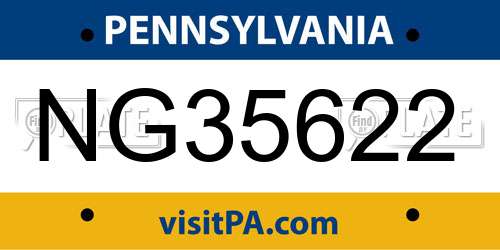 NG35622 Pennsylvania License Plate