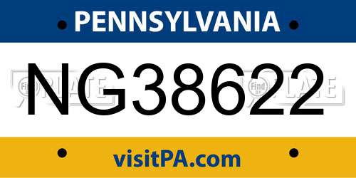 NG38622 Pennsylvania License Plate