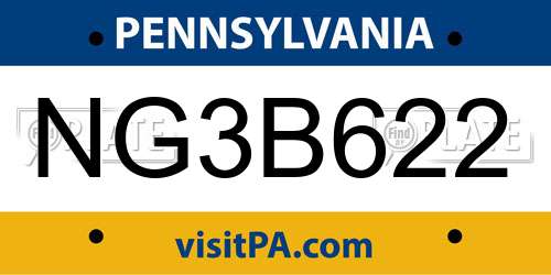 NG3B622 Pennsylvania License Plate