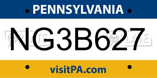 NG3B627 Pennsylvania License Plate