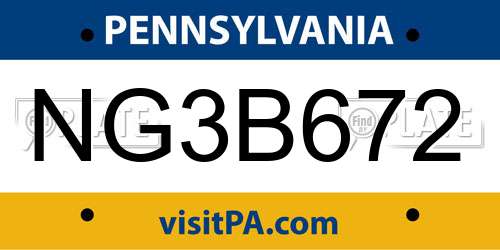 NG3B672 Pennsylvania License Plate