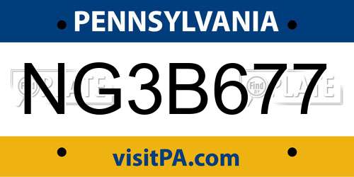 NG3B677 Pennsylvania License Plate