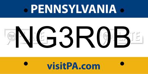 NG3R0B Pennsylvania License Plate