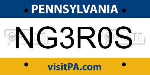 NG3R0S Pennsylvania License Plate
