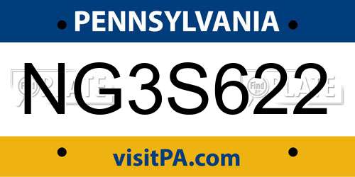 NG3S622 Pennsylvania License Plate