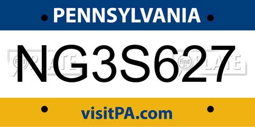 NG3S627 Pennsylvania License Plate