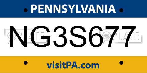 NG3S677 Pennsylvania License Plate
