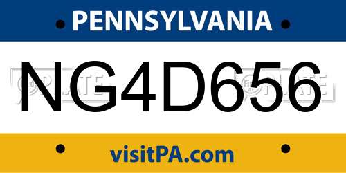NG4D656 Pennsylvania License Plate