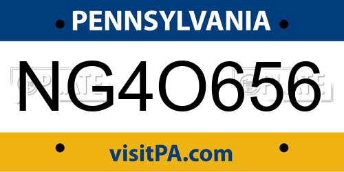 NG4O656 Pennsylvania License Plate