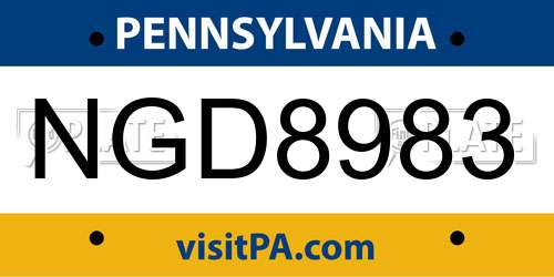 NGD8983 Pennsylvania License Plate