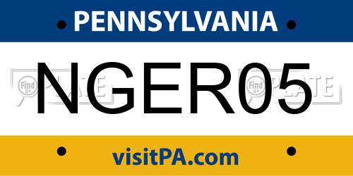NGER05 Pennsylvania License Plate