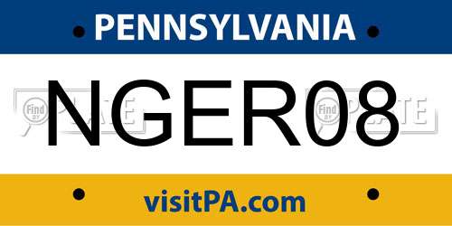 NGER08 Pennsylvania License Plate