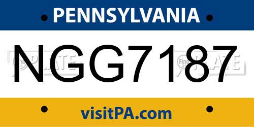 NGG7187 Pennsylvania License Plate