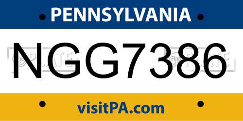 NGG7386 Pennsylvania License Plate