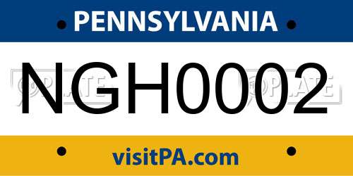 NGH0002 Pennsylvania License Plate