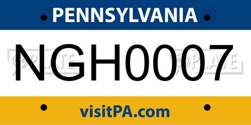 NGH0007 Pennsylvania License Plate