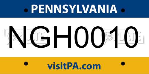 NGH0010 Pennsylvania License Plate